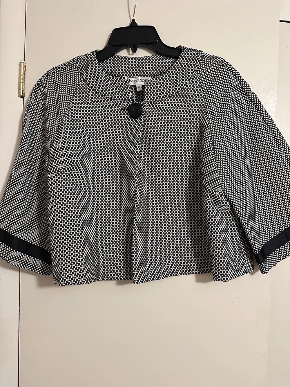 Danny & Nicole Black and White Polka Dot Cropped Blazer